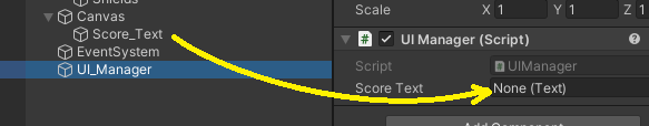 Drag UI Score_Text to Inspector Script Variable